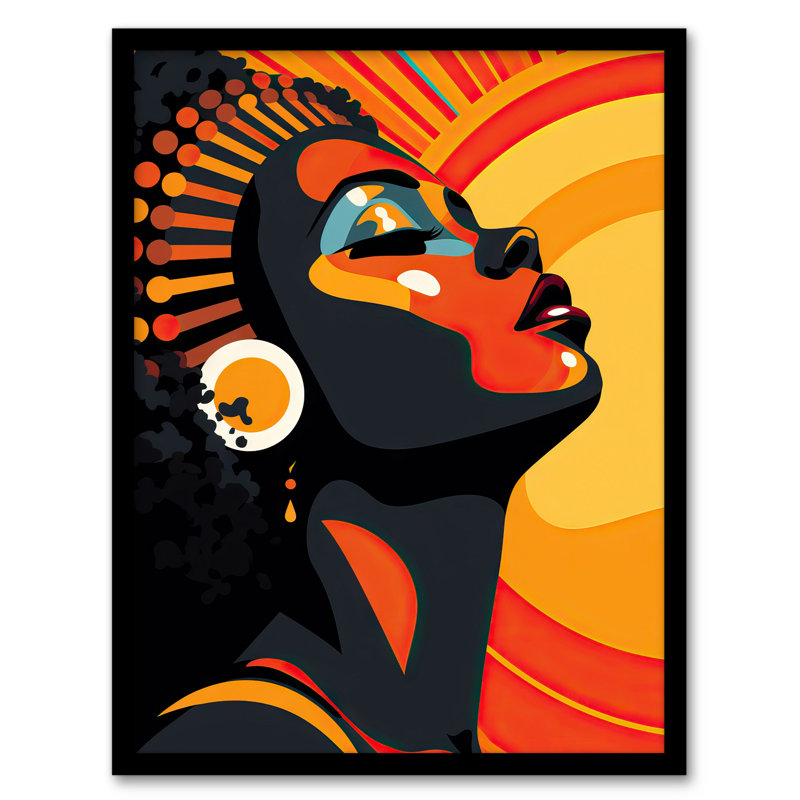 Strong Artwork Of Black Woman Sun Worship - Single Picture Frame Print