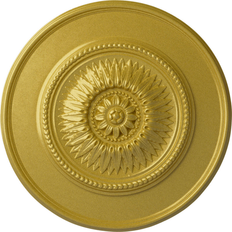 Médaillon de plafond floral 23 1/2 po x P 2 3/4 po, Doré intense