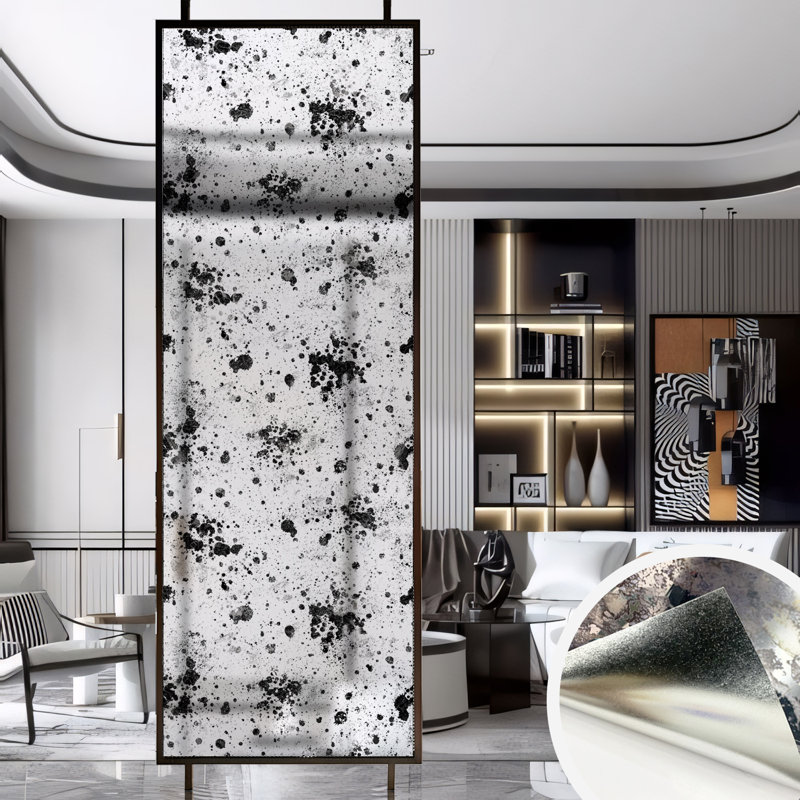 Adhésif décoratif rétro avec taches argentées, Noir, noir, noir, noir, H 78,74 po x l 22,83 po