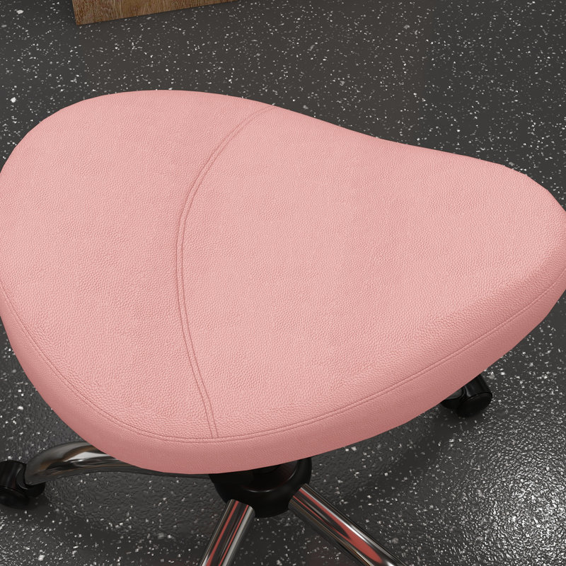 Lewey Adjustable Height Lab Stool with Wheels, Pink