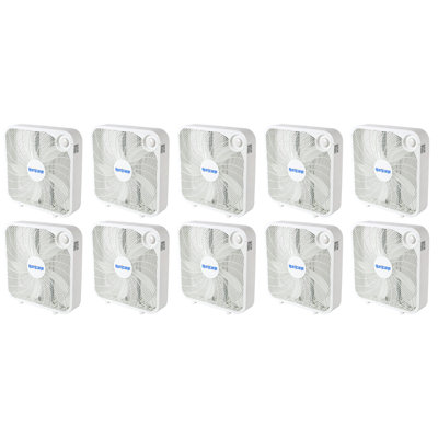 Hurricane 20" Classic Series Floor Box Fan with 3 Speed Settings, 10 Pack, White