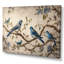 Quatre oiseaux bleus rétro sur une branche I - reproduction sur toile-87343821-135288309