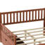 Lit plateforme double en bois pleine grandeur en noyer avec garde-corps et deux tiroirs de rangement, structure, 8 lattes pour un équilibre des couleurs de style classique, uniformément espacées