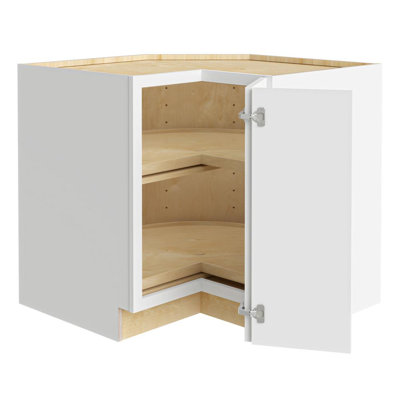 Gallery Express Mercer Plywood Assembled 33 in W X 24 in D X 34.5 in H Corner Lazy Susan Kitchen Cabinet Right in White