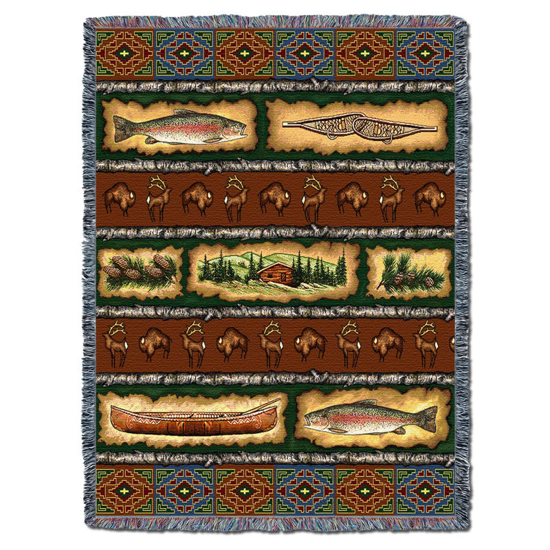 Jeté à rayures Pure Country Weavers - tissé à partir de coton - fabriqué aux États-Unis (72 x 54)