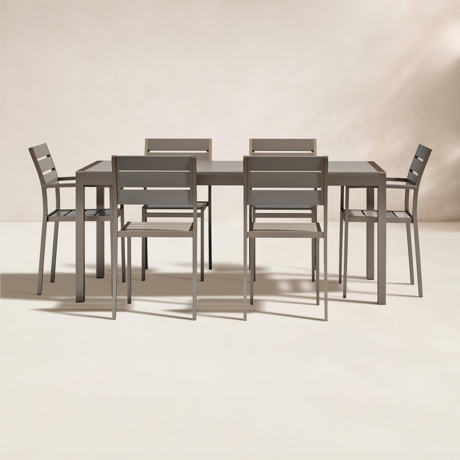 Aynura 71" Patio Dining Set, Gray/Silver