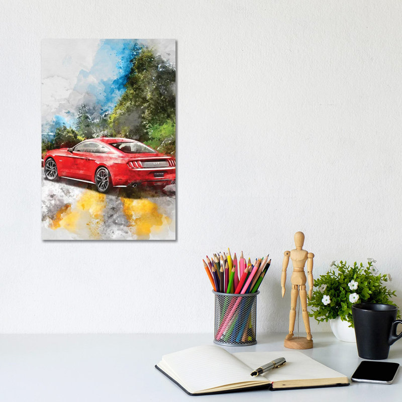 Ford Mustang by Gab Fernando - Wrapped Canvas Print, 20.32 cm H x 30.48 cm W