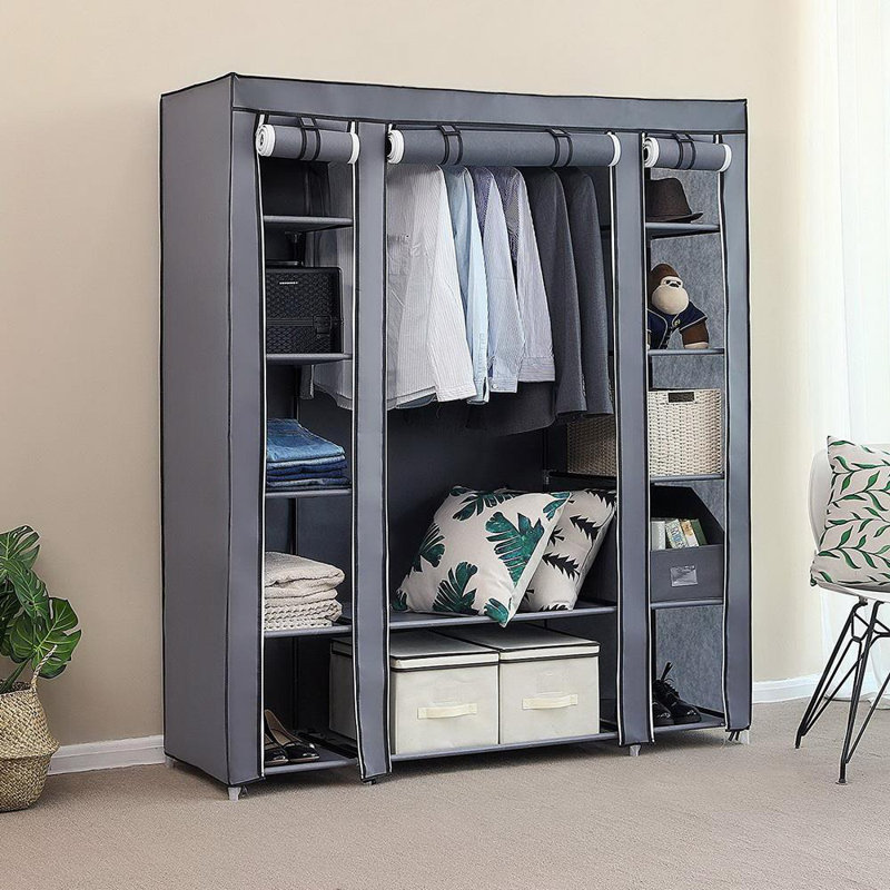 Cecilton 59.06'' Portable Wardrobe, Grey