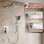 Système de douche encastré 9,84 pouces avec pomme de douche à effet pluie, douche à main à 3 fonctions, barre coulissante réglable, valve à pression équilibrée, ensemble de robinet de douche mural complet-133712322