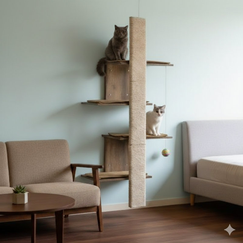 Étagères murales pour chat à 4 niveaux, système d'escalade mural pour chat