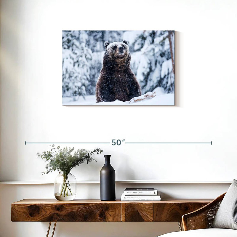 Grizzly dans la neige, H 20 po x l 30 po