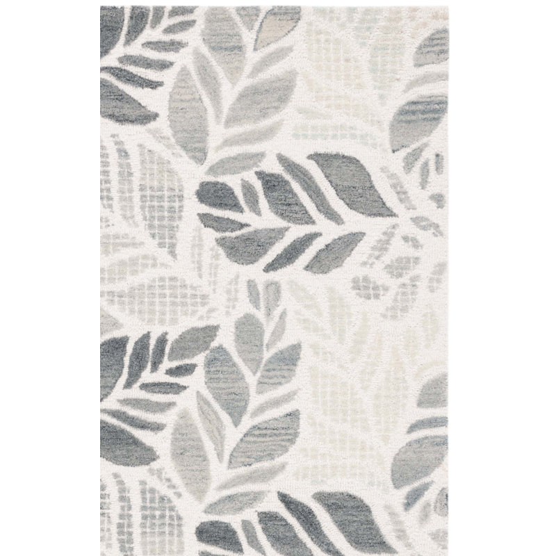 Msr Jardin Martha Stewart 300 Hand Tufted Wool/Cotton Floral Rug in Ivory/Grey, Rectangle 8' x 10'