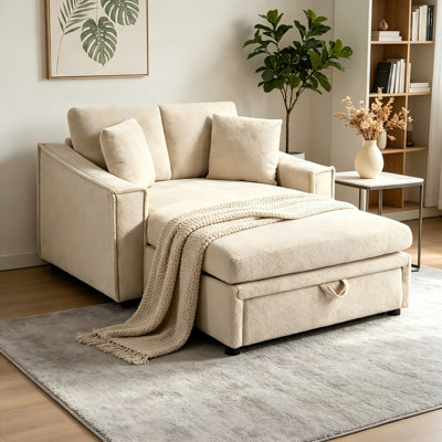53.5" Chaise Sleeper Sofa with Hidden Storage & Deep Seat