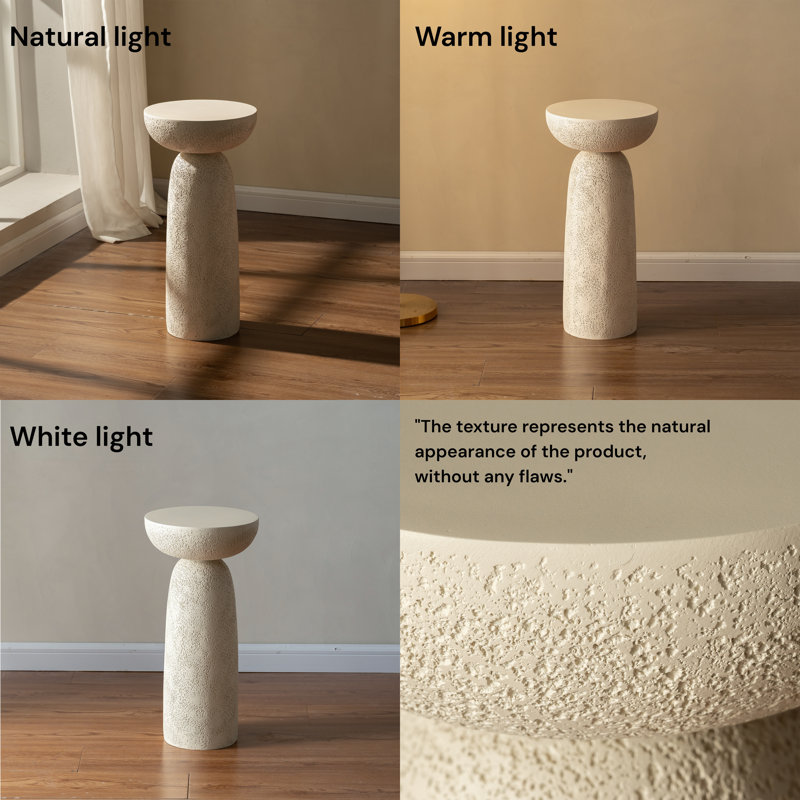 Sleek Cylinder Round Side Table, Cream