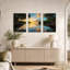 Ensemble de 3 toiles murales « Racines de mangrove encadrant un coucher de soleil doré »-312829507
