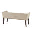 Élégant banc décoratif brun clair, base en bois massif, dossier bas, accoudoirs évasés, charmante garniture cloutée en bronze pour banc de chambre rembourré avec et contreplaqué, accoudoir-1256309781