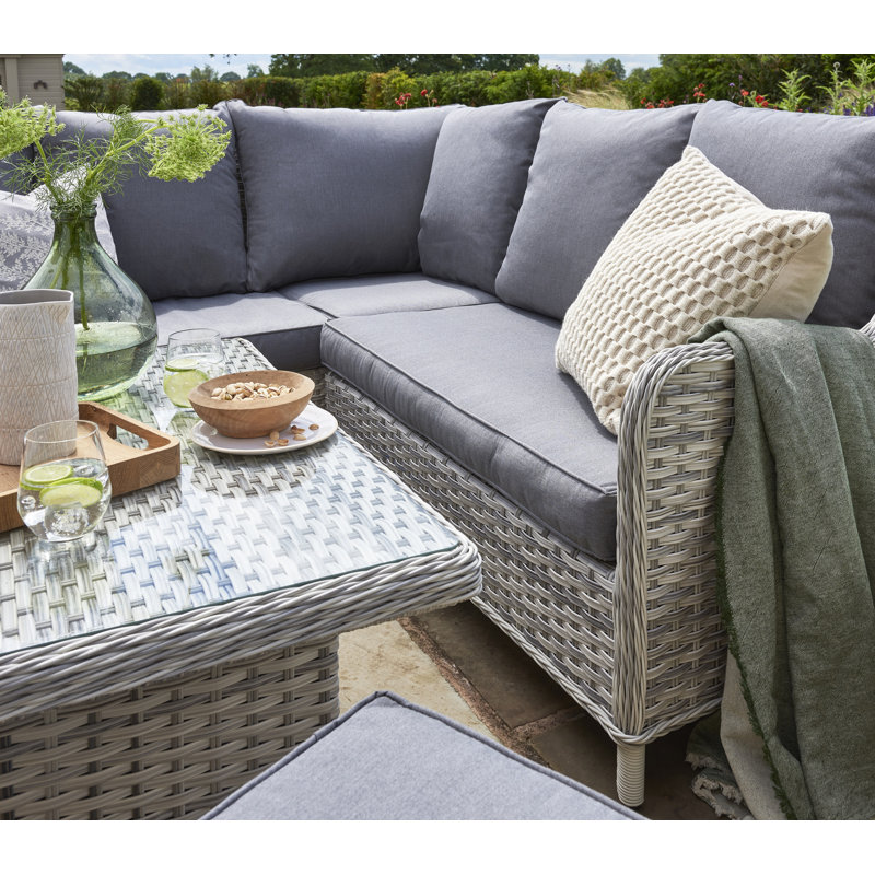 Addora 6 - Person Rattan Corner Sofa Set with Cushions, Grey