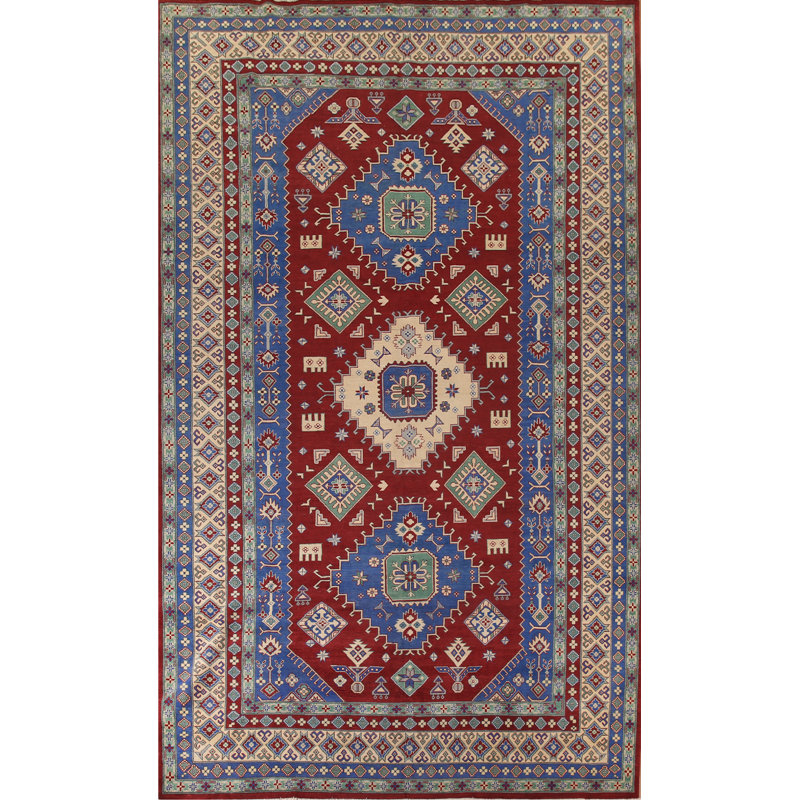 Large Red Geometric Kazak Oriental Rug