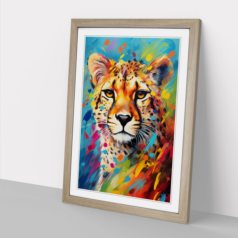 Cheetah Abstract No.2 - Single Picture Frame Print on Wood, 46cm H x 34cm W x 2cm D, Oak Framed