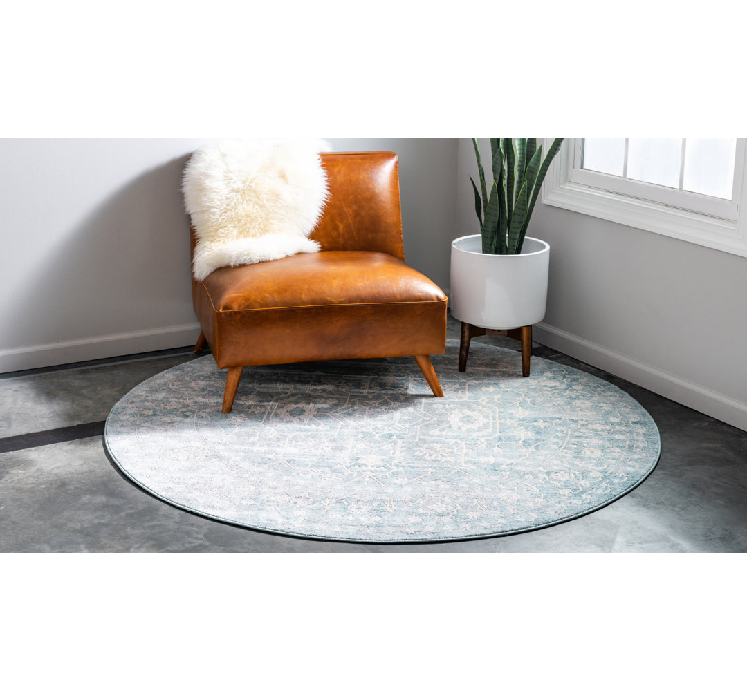 Folkeste Power Loom Light Blue Rug Laurel Foundry Modern Farmhouse® Rug 