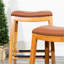 Tabouret de comptoir de 24 po à finition naturelle - siège en cuir de selle, tabouret confortable et élégant: naturel, siège conçu pour durer et-1446746598-1446746596