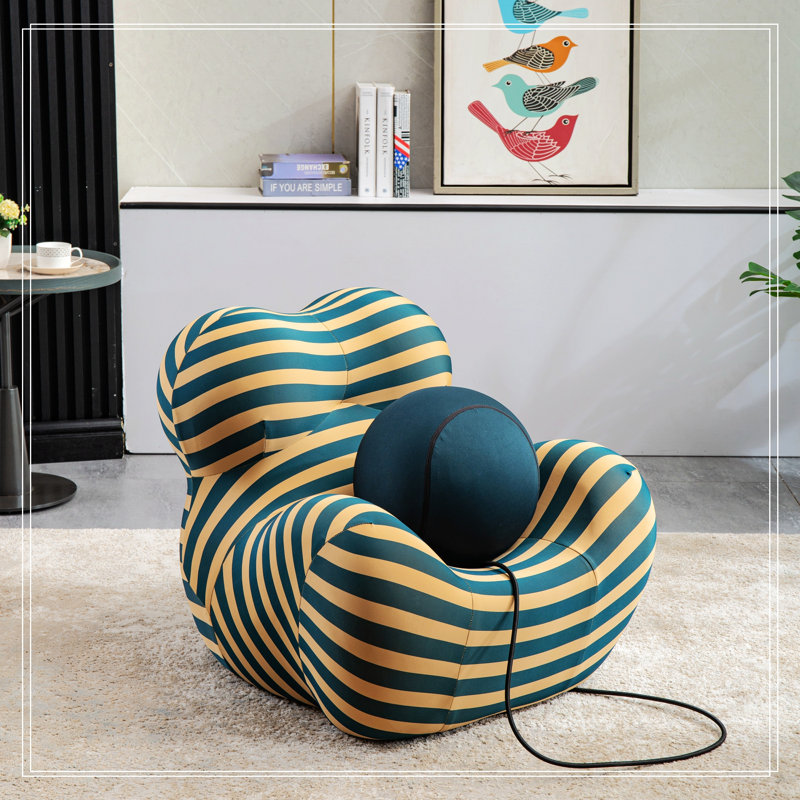 Fauteuil demi-tonneau avec repose-pieds de 27,2 po Zanelle, Polyester jaune