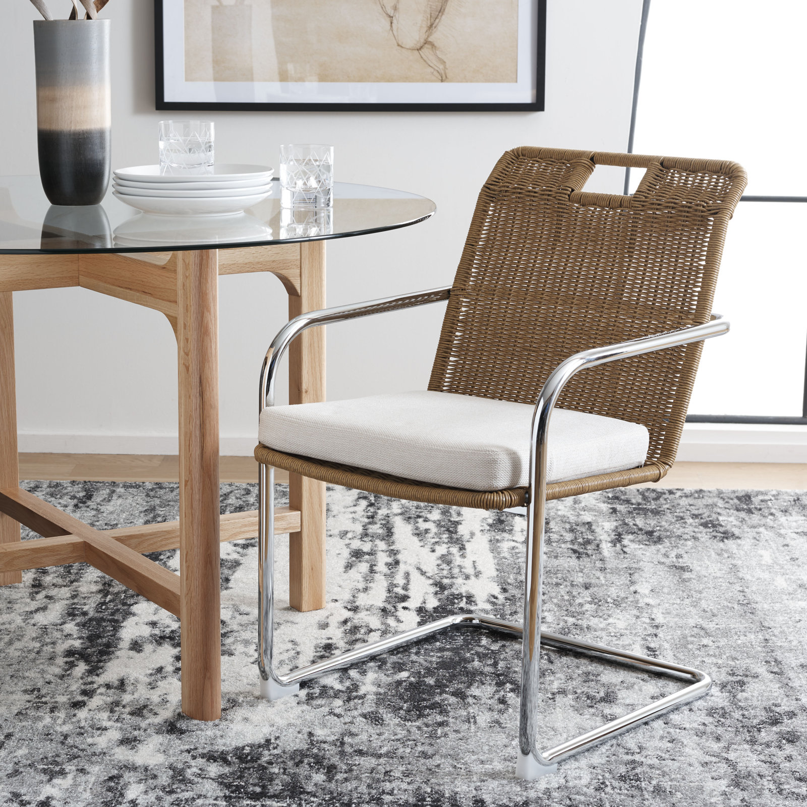 Liesbeth Linen Dining Armchair, Cream Linen