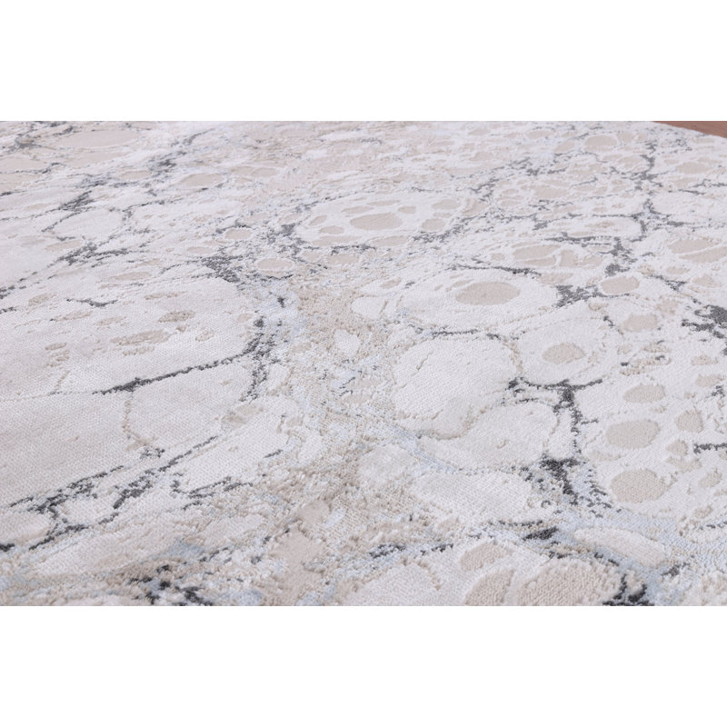Ilios Collection Textured Abstract Blue and Grey Rug, Rectangle 2' x 3'