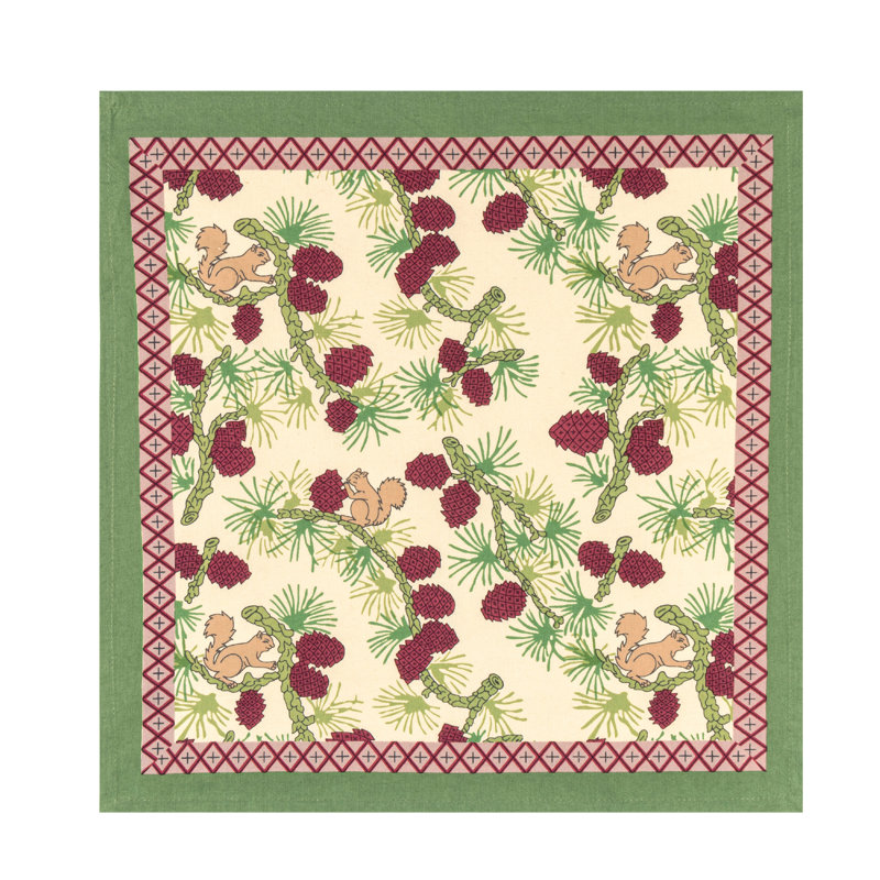 Handmade Red and Green Cotton Square Tablecloth