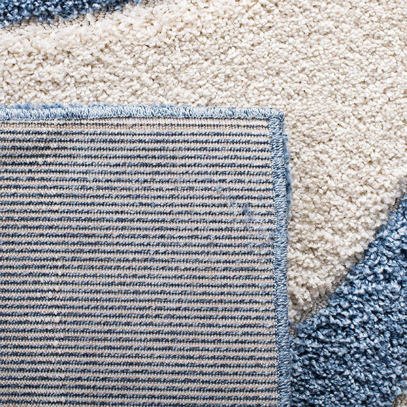 Tapis abstrait bleu Kerio, Tapis de couloir 2 pi 3 po x 8 pi