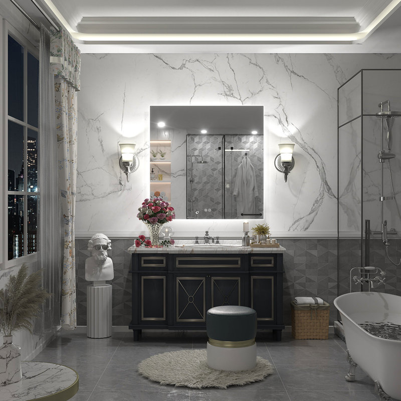 Wayfair Basics® UL Certified LED Anti-Fog Tempered Glass Bathroom/Vanity Mirror, 36" x 36"