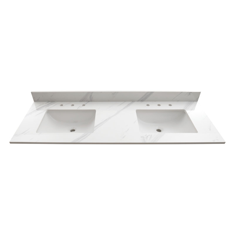 Plateau de meuble-lavabo double intégré 61 po x 22 po LustreLine Monte Aurora, Monte Aurora