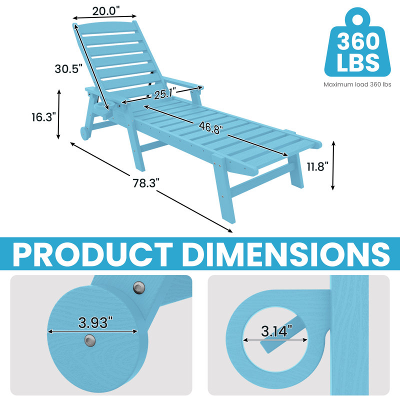 Grzedzinska Reclining Outdoor Lounge Adirondack Chair, Light Blue