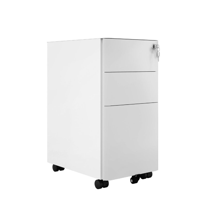 3-Drawer Lockable Filing Cabinet Office Drawers with Keys for A4/Letter/Legal, 30 x 45 x 61 cm, White Grey