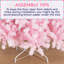 Arbre de Noël artificiel floqué rose avec support pliable-105939744-105939746