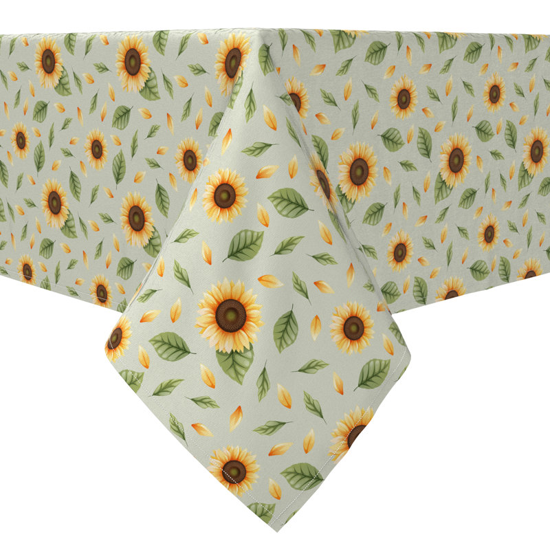 Rectangular Floral Cotton Twill Tablecloth