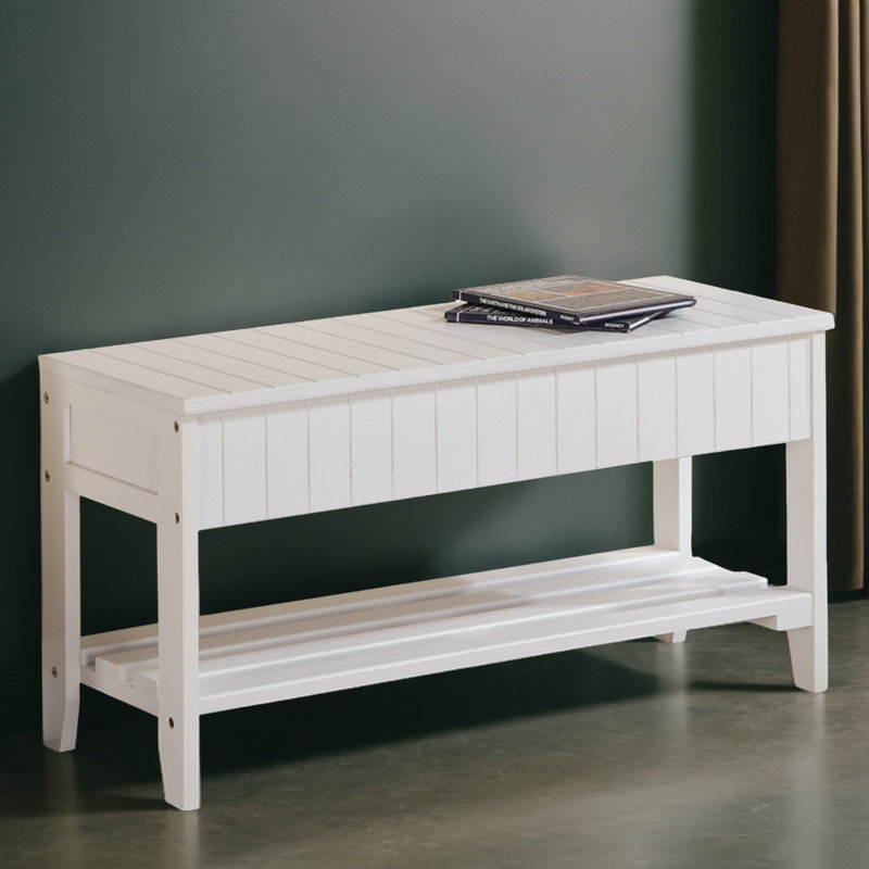 36" Shoe Storage Bench, Entryway Storage with Storage, White