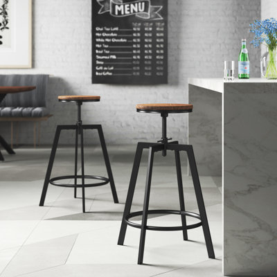 Swivel Adjustable Height Counter Stool with Metal Frame