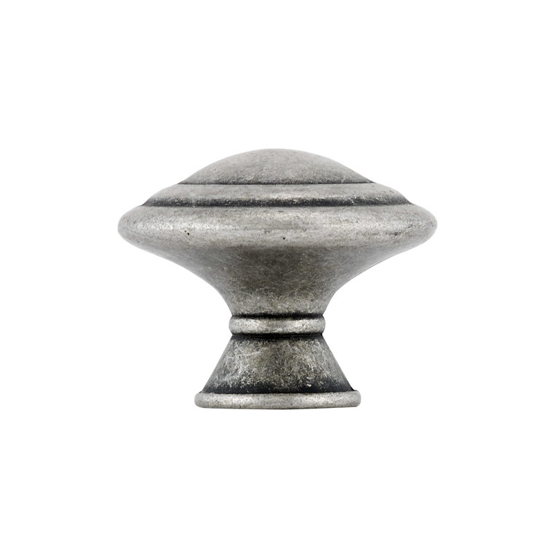Poignée ronde 1 3/16" de diamètre Art Deco, Argent ancien