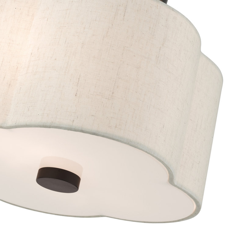 Plafonnier semi-encastré 2 lumières Swarthout, H 8,5 po x l 11 po x P 11 po, Bronze anglais