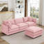 Canapé modulaire modulaire, ensemble de canapé en forme de L de 102 pouces pour le salon, canapé à 3 places confortable avec repose-pieds mobile, combinaison de bricolage, chenille, rose-1352790756