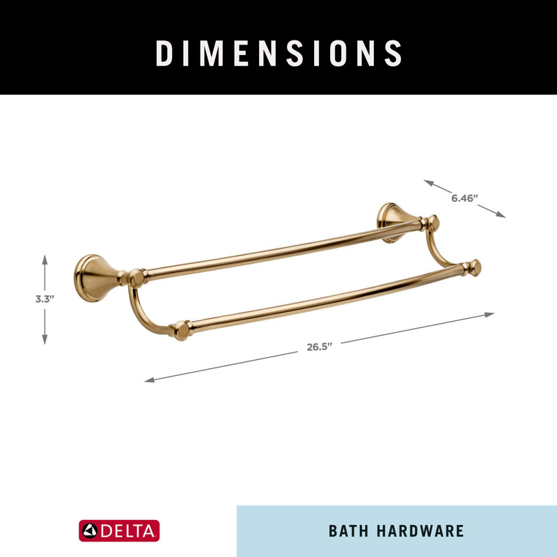 Cassidy 24 in. Wall Mount Double Towel Bar Bath Hardware Accessory, Champagne Bronze