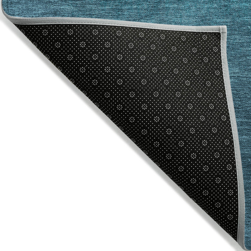 Tapis rond 8 po bleu sarcelle et bleu ciel rond lavable