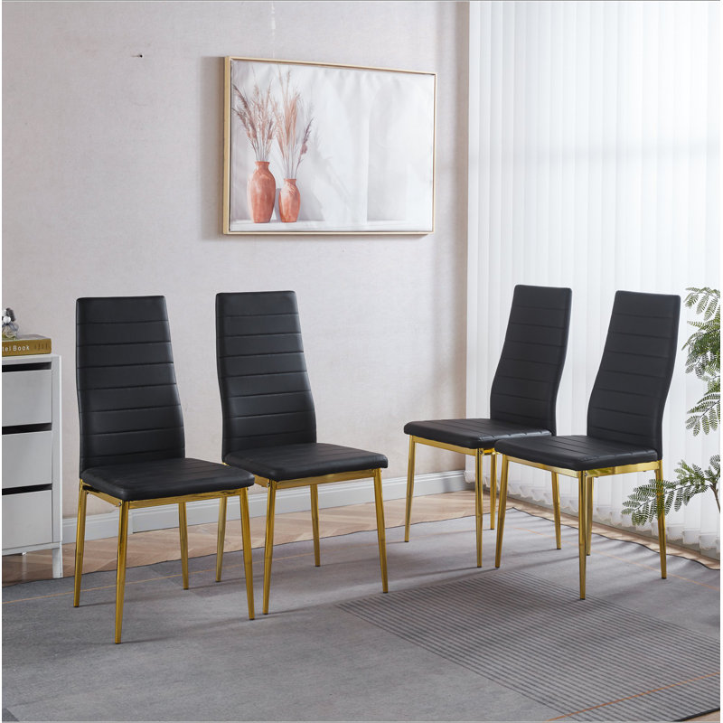 Ensemble de salle à manger 1 + 4,5 pièces, table de salle à manger avec pieds en métal Mid-Century pour 4-6 personnes avec plateau en verre, table de salle à manger à piédestal, table basse de loisirs