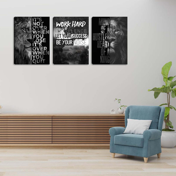 Ophelia & Co. Motivational Canvas Wall Art 3 Pieces Lion Poster ...
