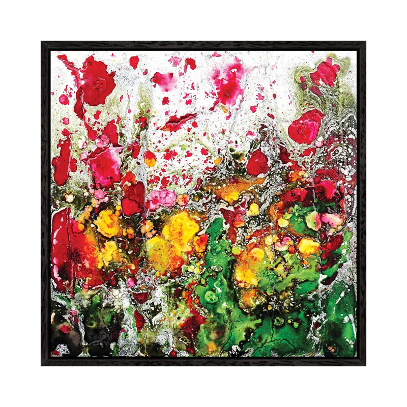 Poppies And Friends by Donatella Marraoni - Painting on Canvas, 66.04cm H x 66.04cm W x 3.81cm D, Black Framed