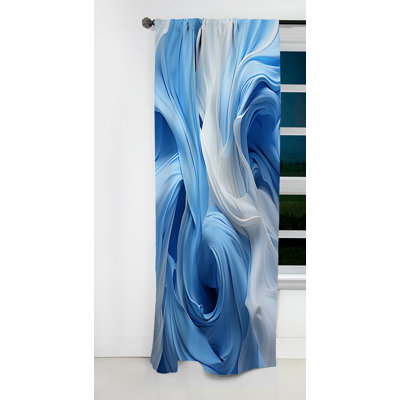 Panneau de rideau abstrait, motif occultant bleu et blanc en spirale - Tranquillité de cyclone abstrait en spirale bleue et blanche