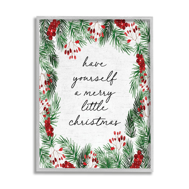 Ba-835 - Merry Little Christmas Script encadré sur bois, H 14 po x l 11 po x P 1,5 po, Estampe numérique Farmhouse