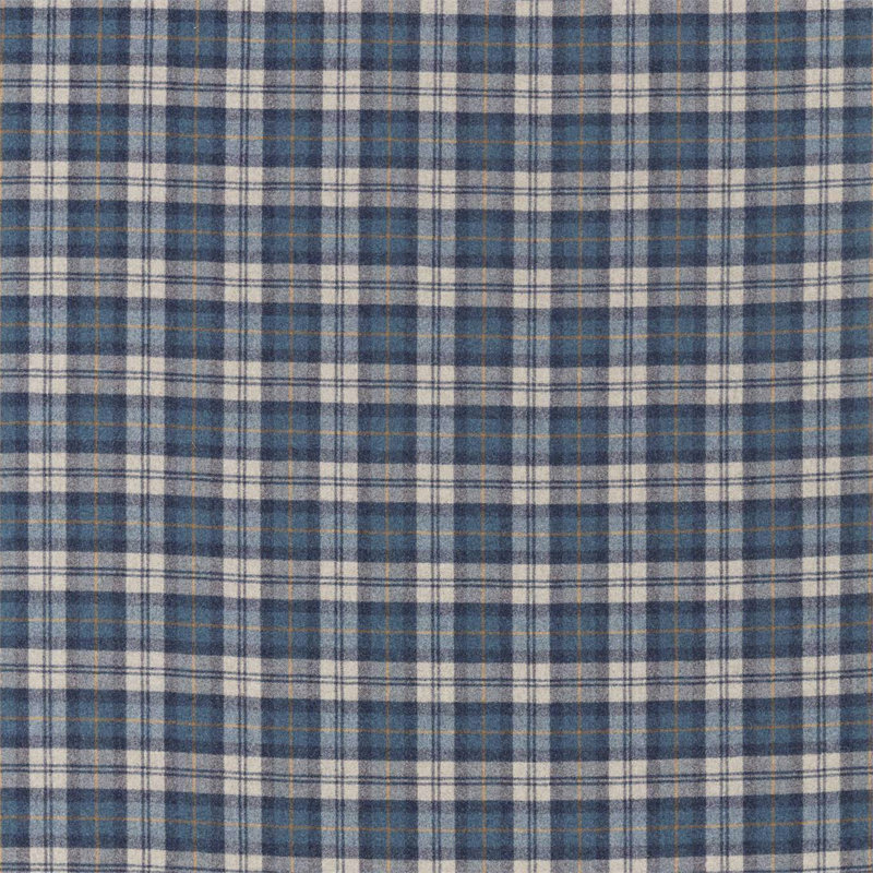 Fenton Check Fabric, Indigo/Stone