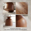 Table basse ronde en pierre frittée 35 po / 41 po avec piédestal en bois massif noyer Meranda pour le salon et la maison-192860313-192860314-195381708